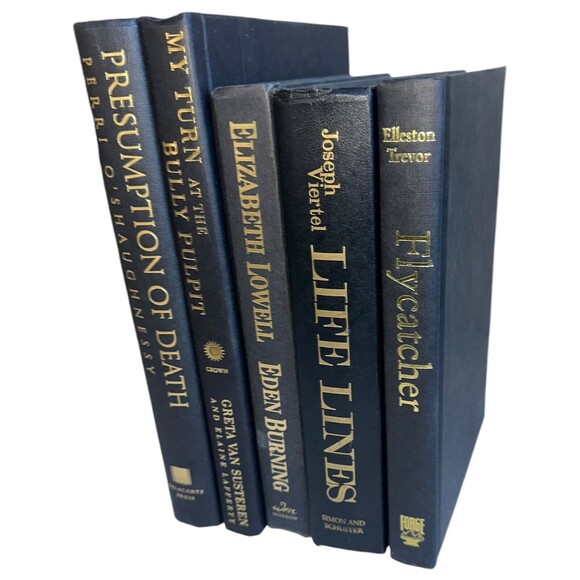 Black and Gold Decorative Books | Set of 5 Hardcover | Home Staging Prop Rental - Picture 11 of 12